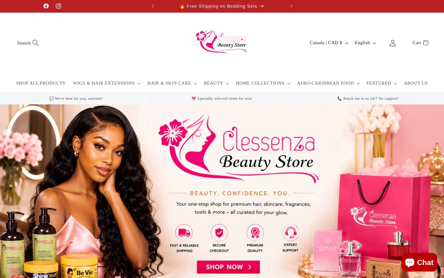 clessenzabeautystore.com homepage screenshot