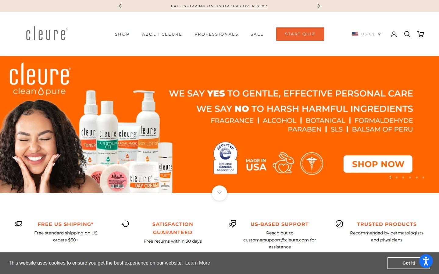 Cleure homepage screenshot