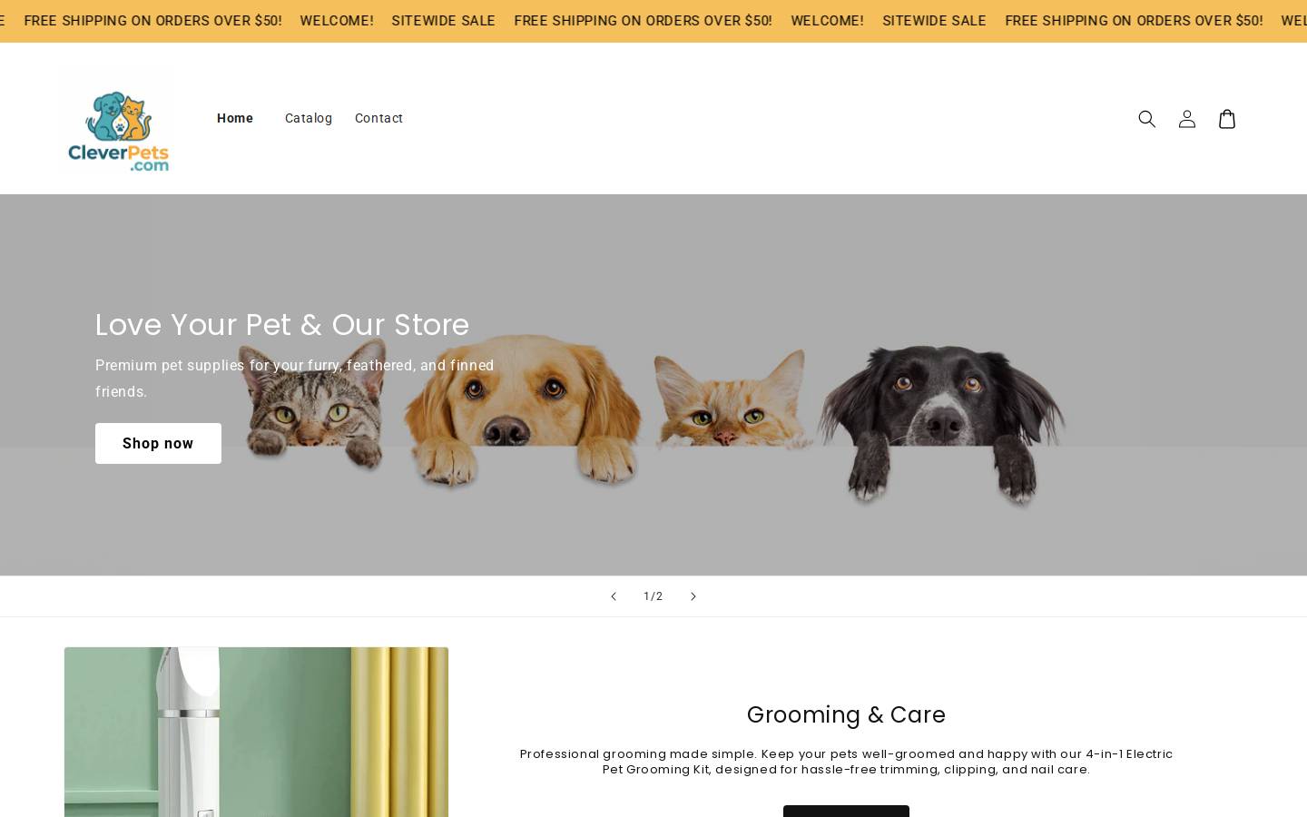 cleverpets.store homepage screenshot