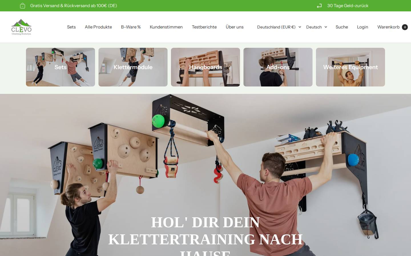 Clevo Climbing Evolution homepage screenshot