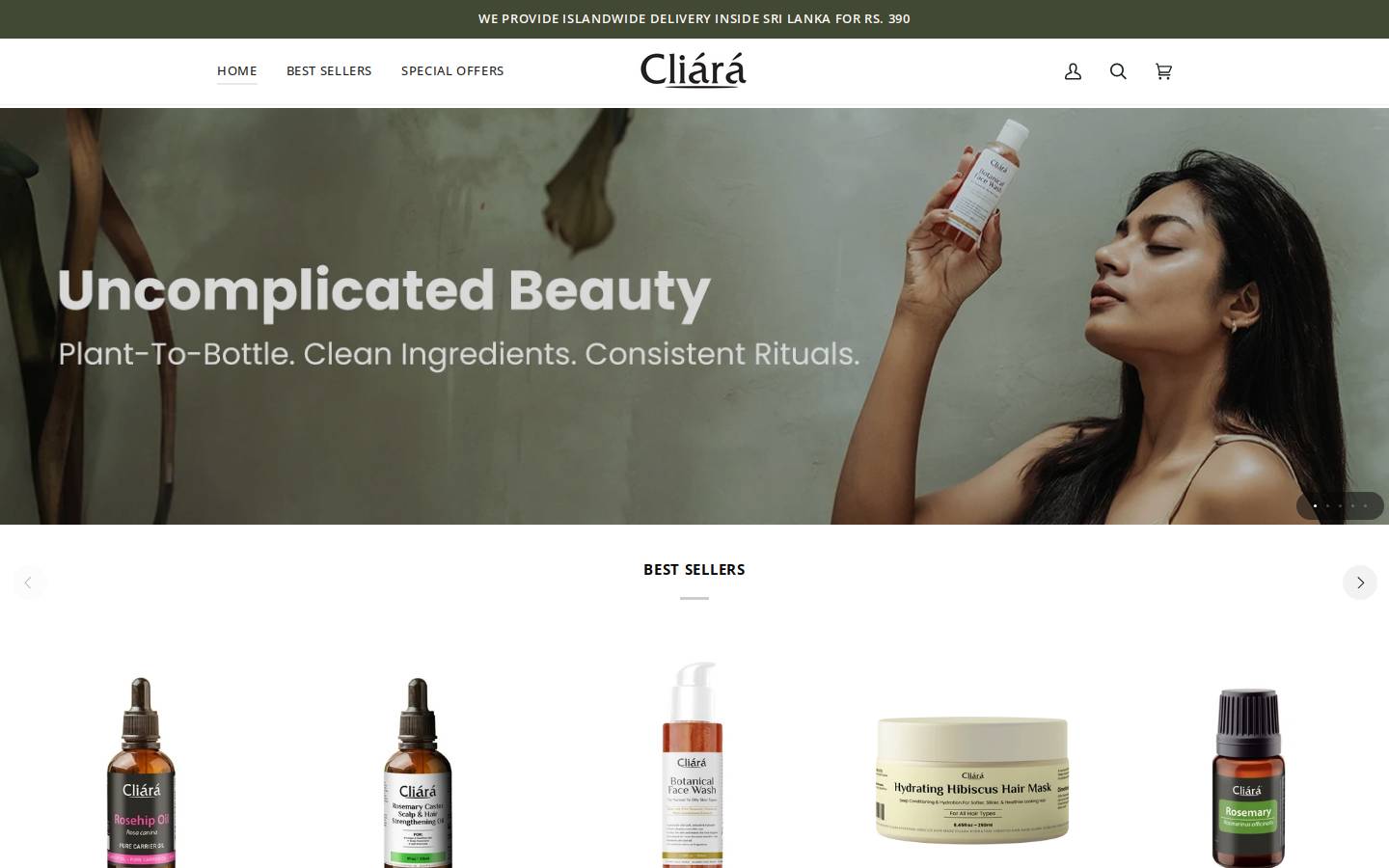 cliaraessentialoils.com homepage screenshot