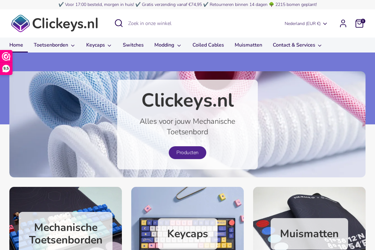 Clickeys homepage screenshot