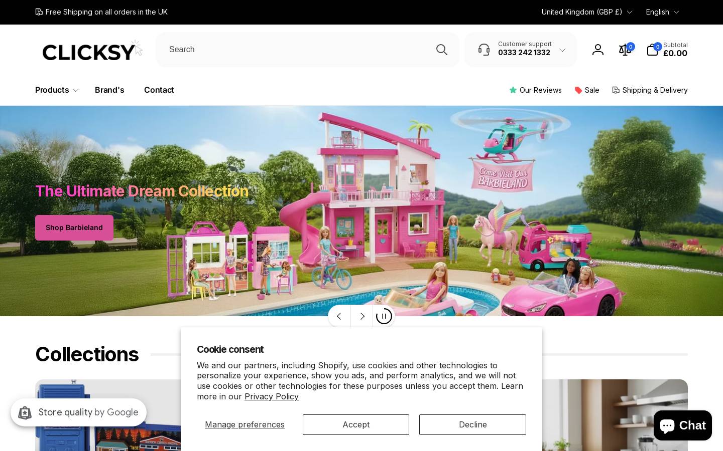 Clicksy UK homepage screenshot