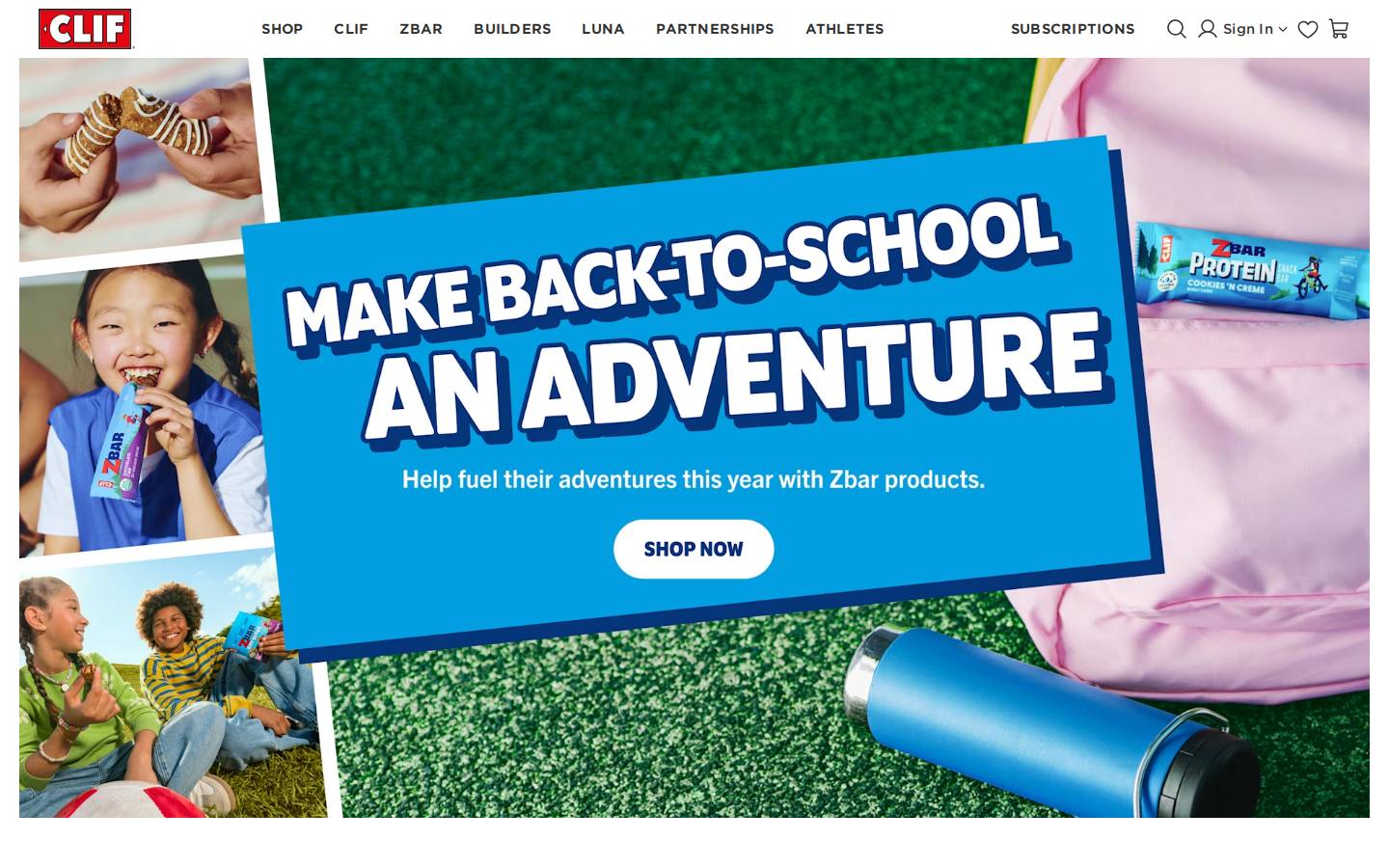 Clif Bar & Company homepage screenshot