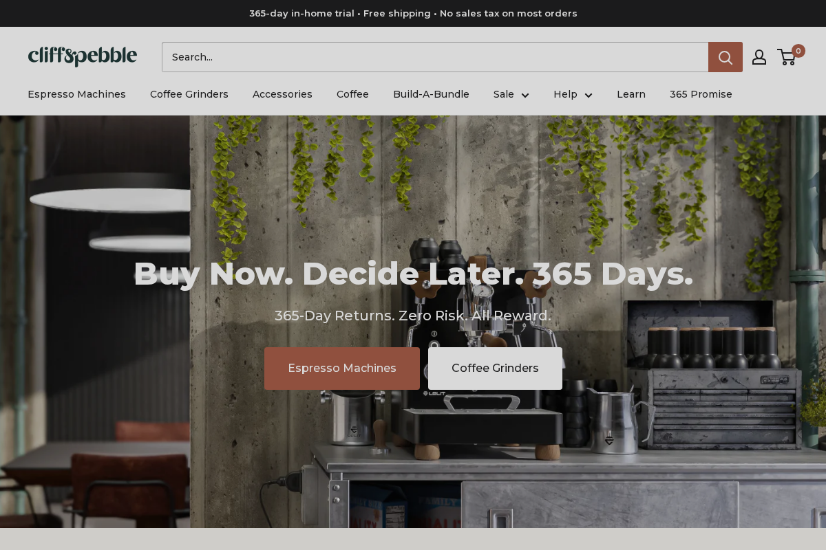 Cliff & Pebble homepage screenshot