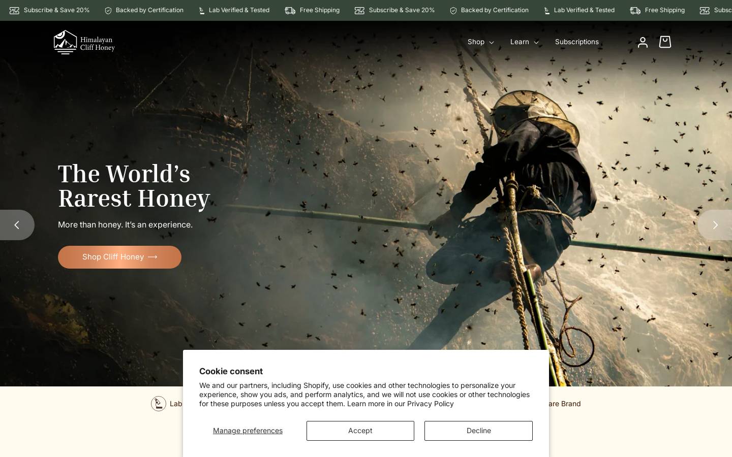 Cliffhoney homepage screenshot