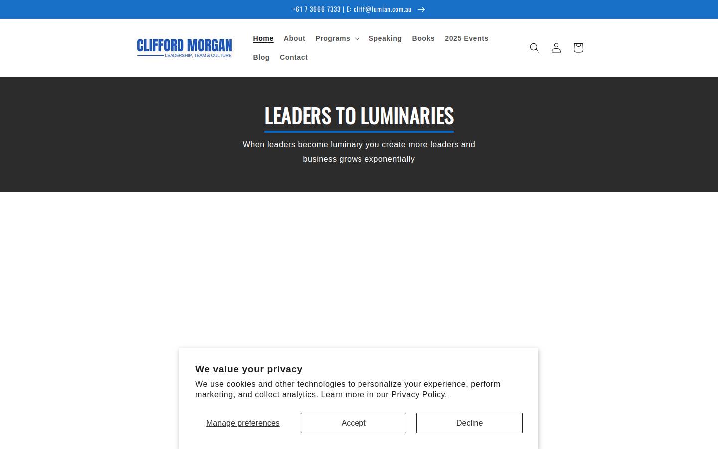 cliffordmorgan.com.au homepage screenshot