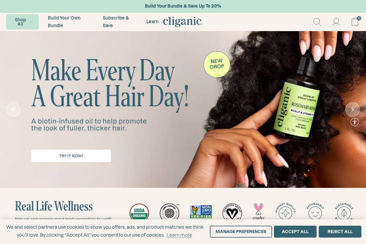 cliganic.com homepage screenshot