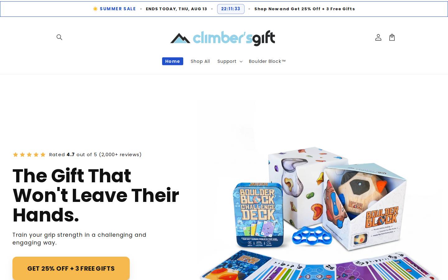 ClimbersGift homepage screenshot