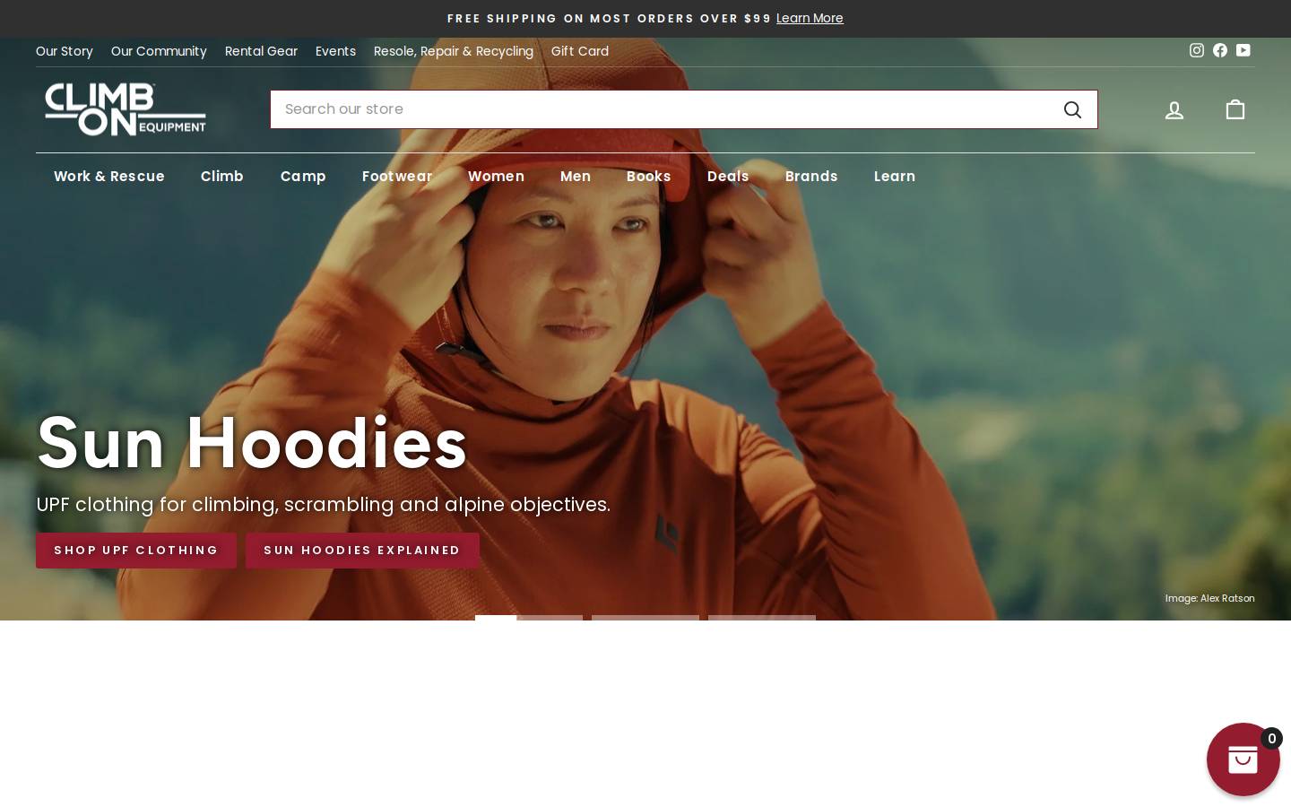climbonequipment.com homepage screenshot