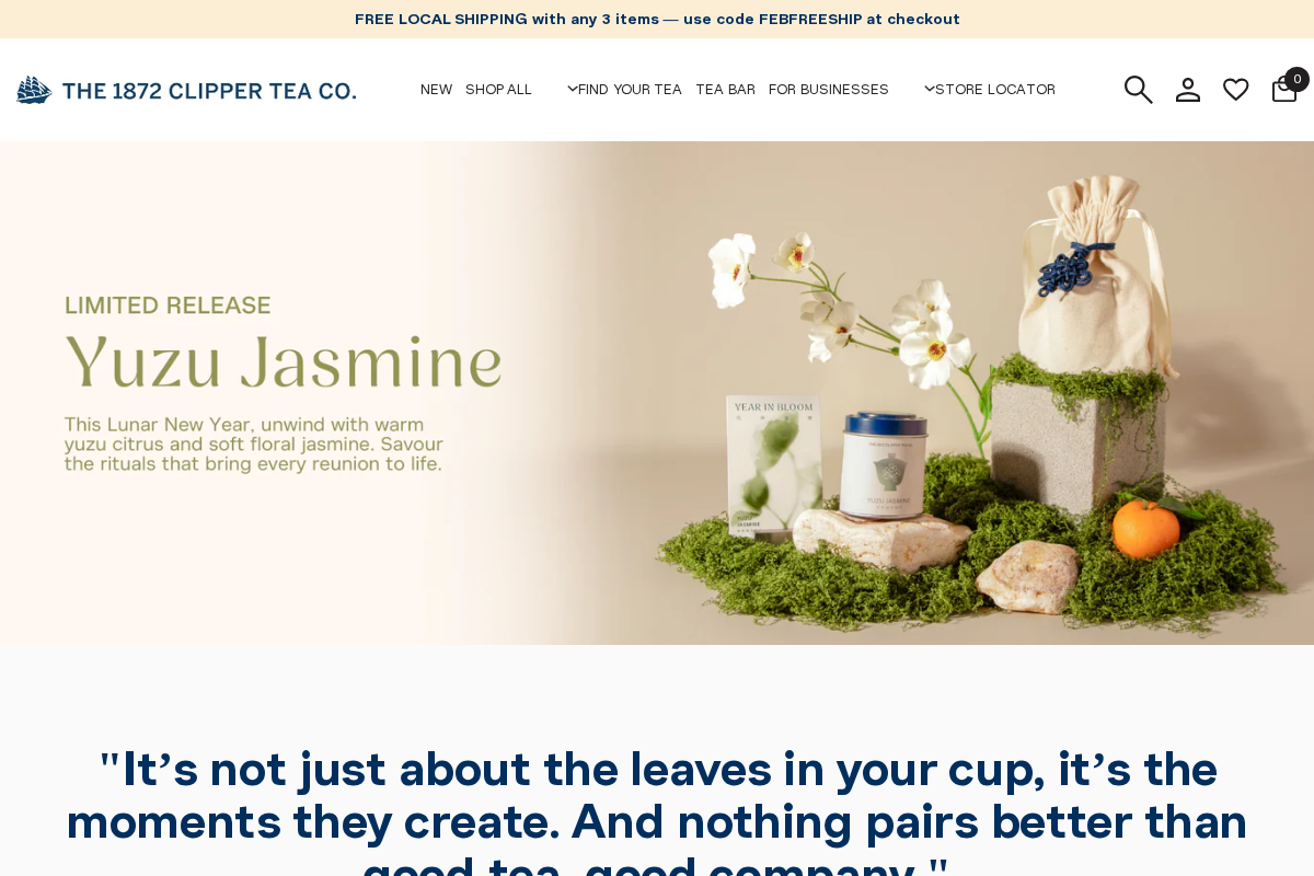 The 1872 Clipper Tea Co. homepage screenshot