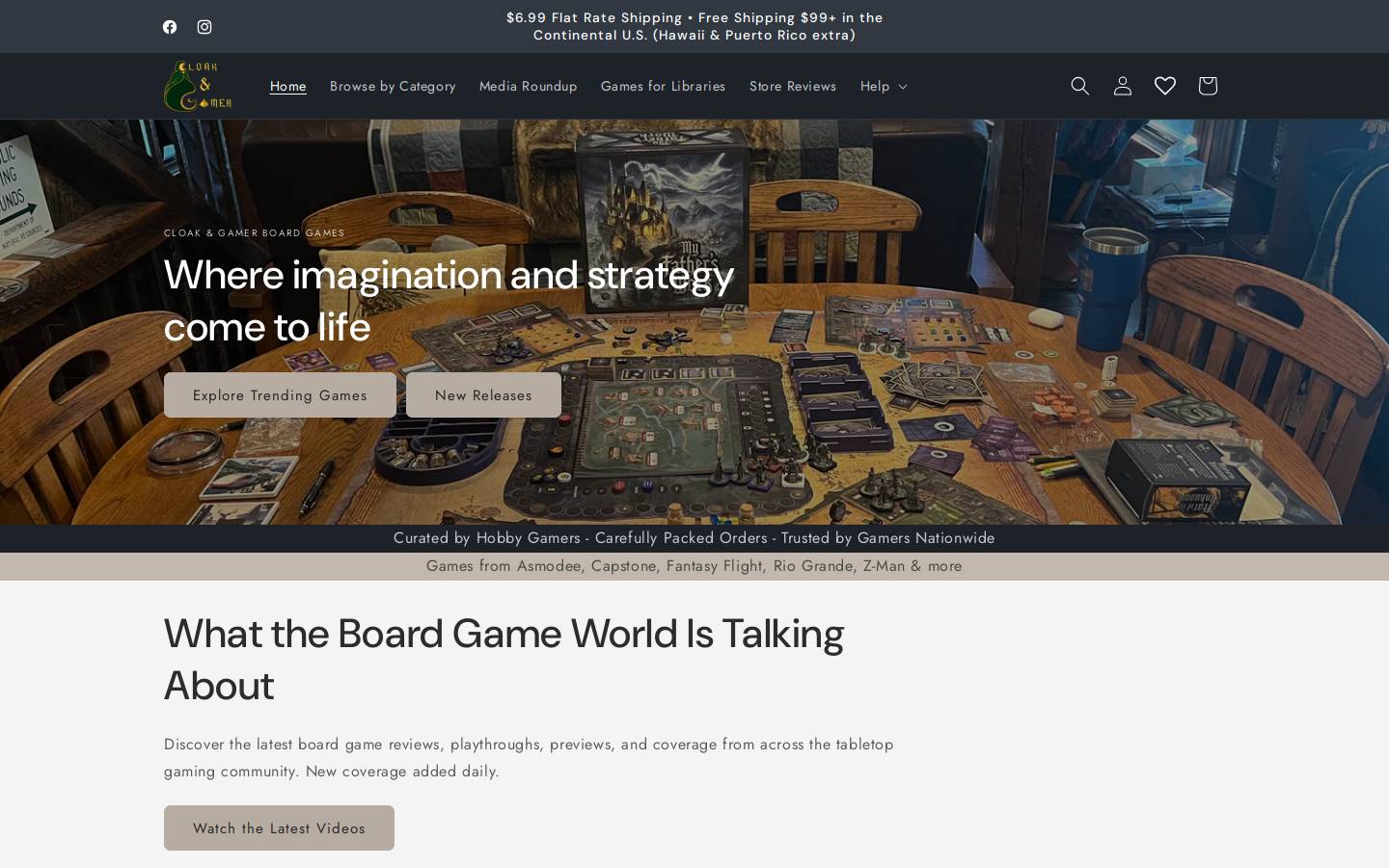 cloakandgamer.com homepage screenshot