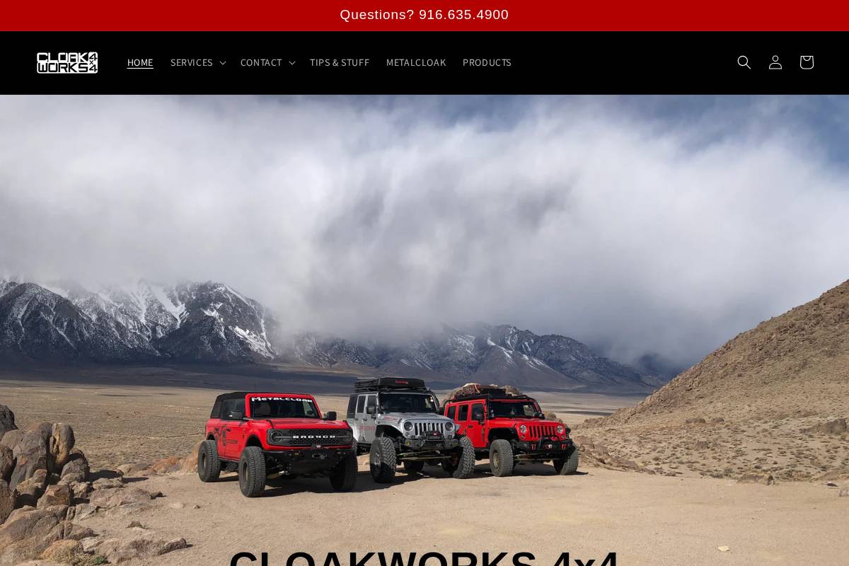 cloakworks4x4.com homepage screenshot
