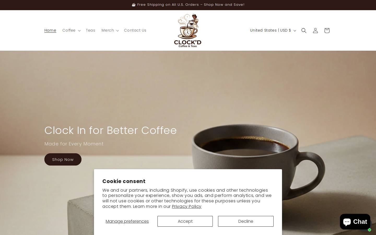 clockd.store homepage screenshot