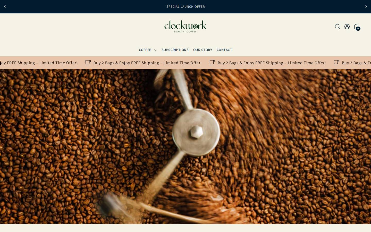 clockworkcoffee.ca homepage screenshot