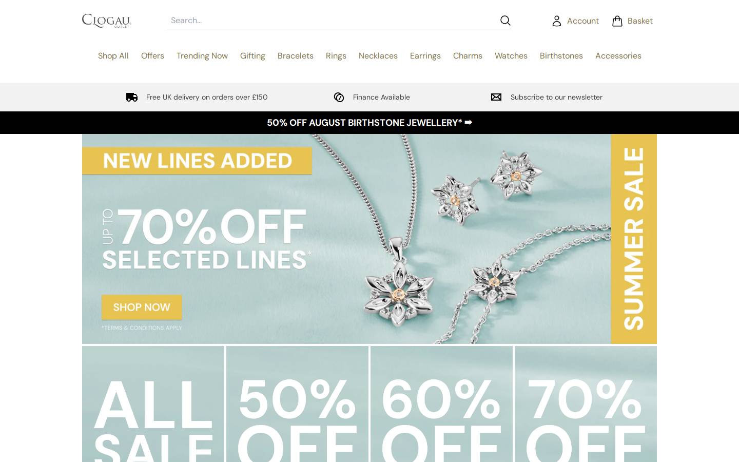 Clogauoutlet homepage screenshot