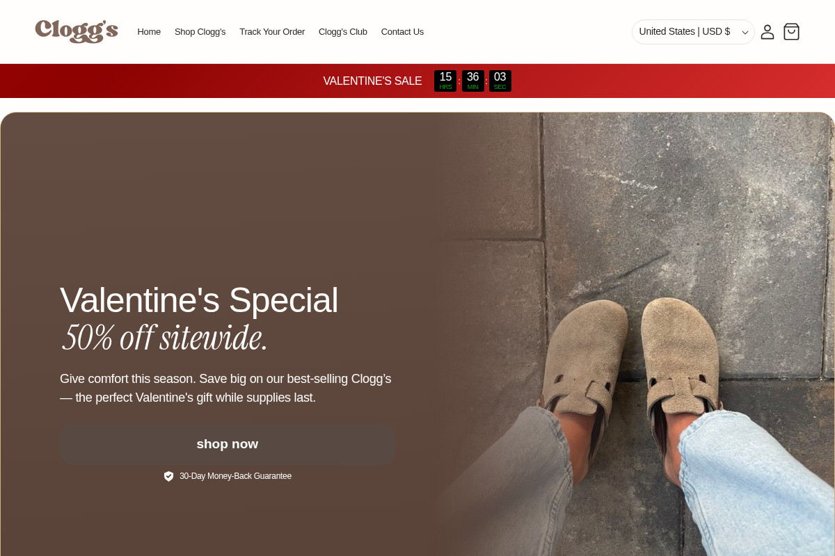 Cloggs homepage screenshot