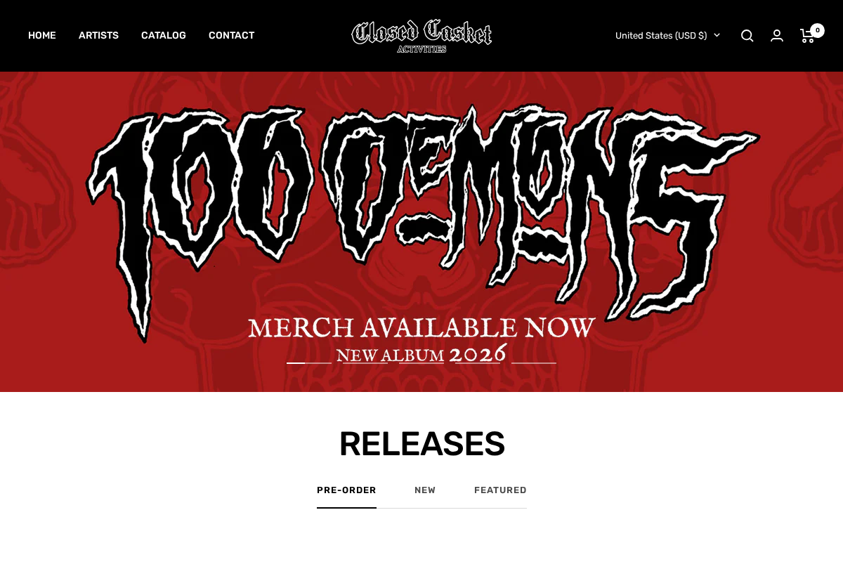 Closed Casket Activities homepage screenshot