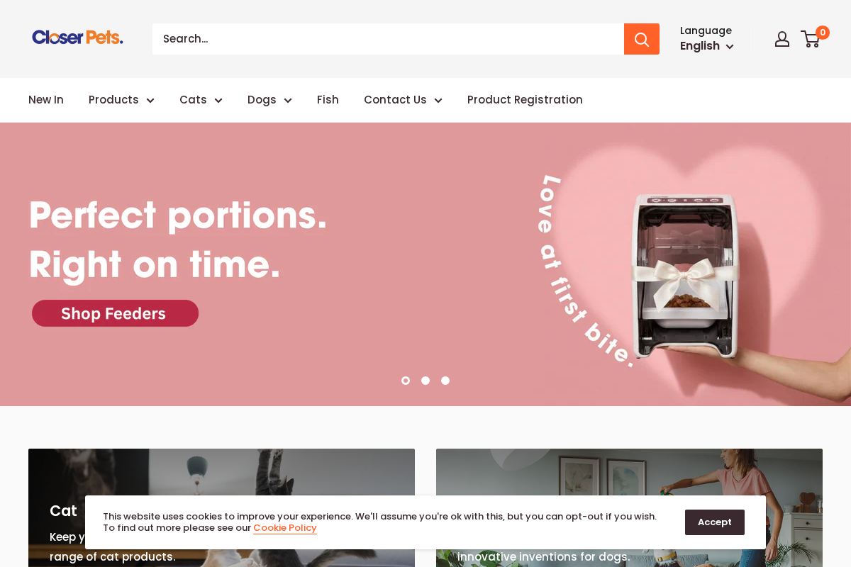 Closer Pets homepage screenshot