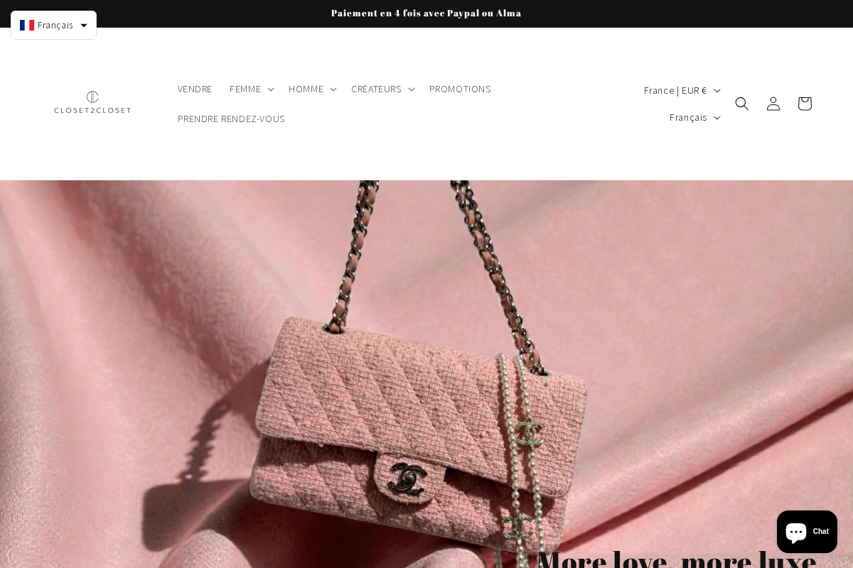 Closet2closet homepage screenshot