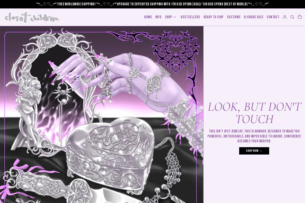 Closetchildren homepage screenshot