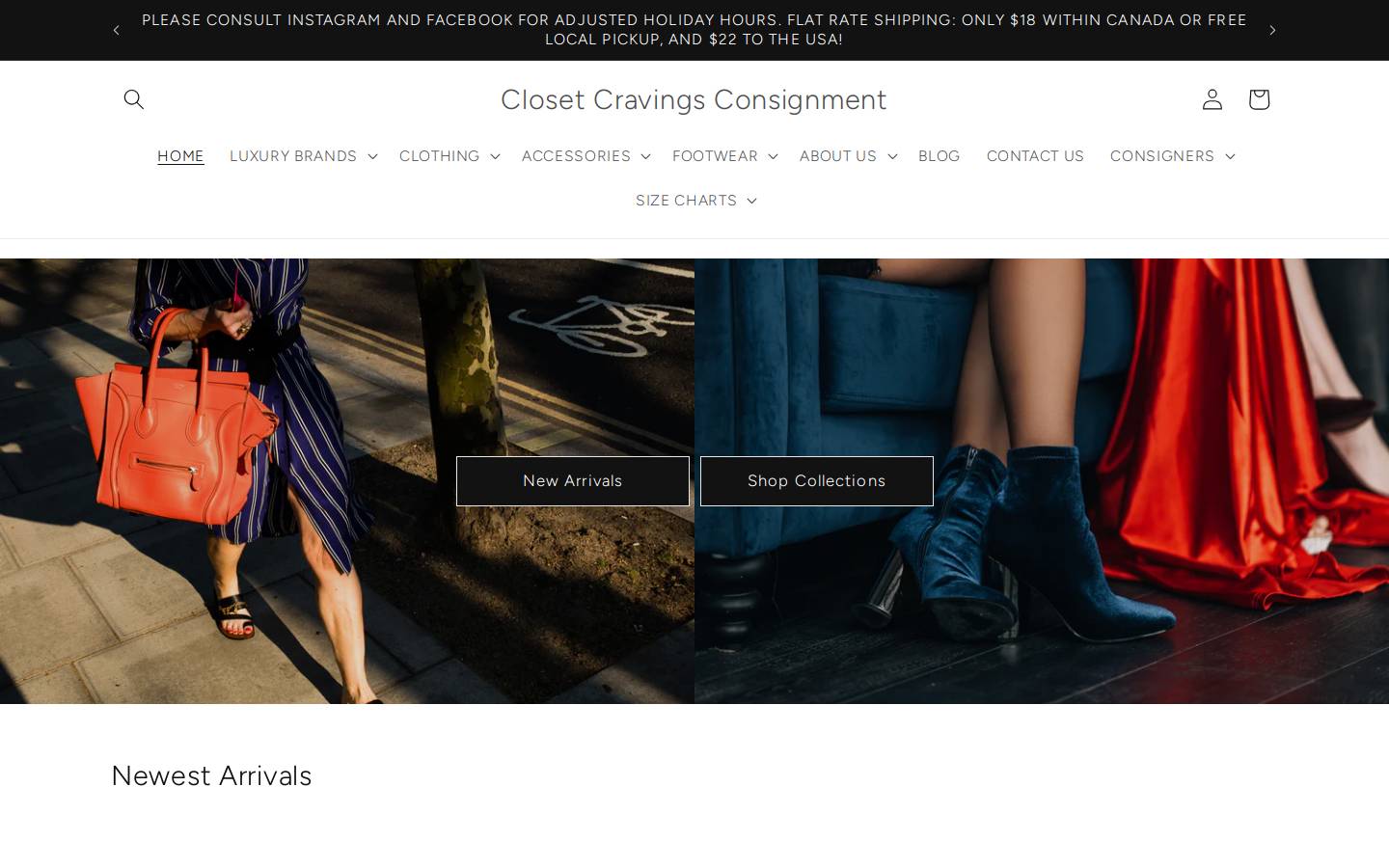 closetcravings.ca homepage screenshot