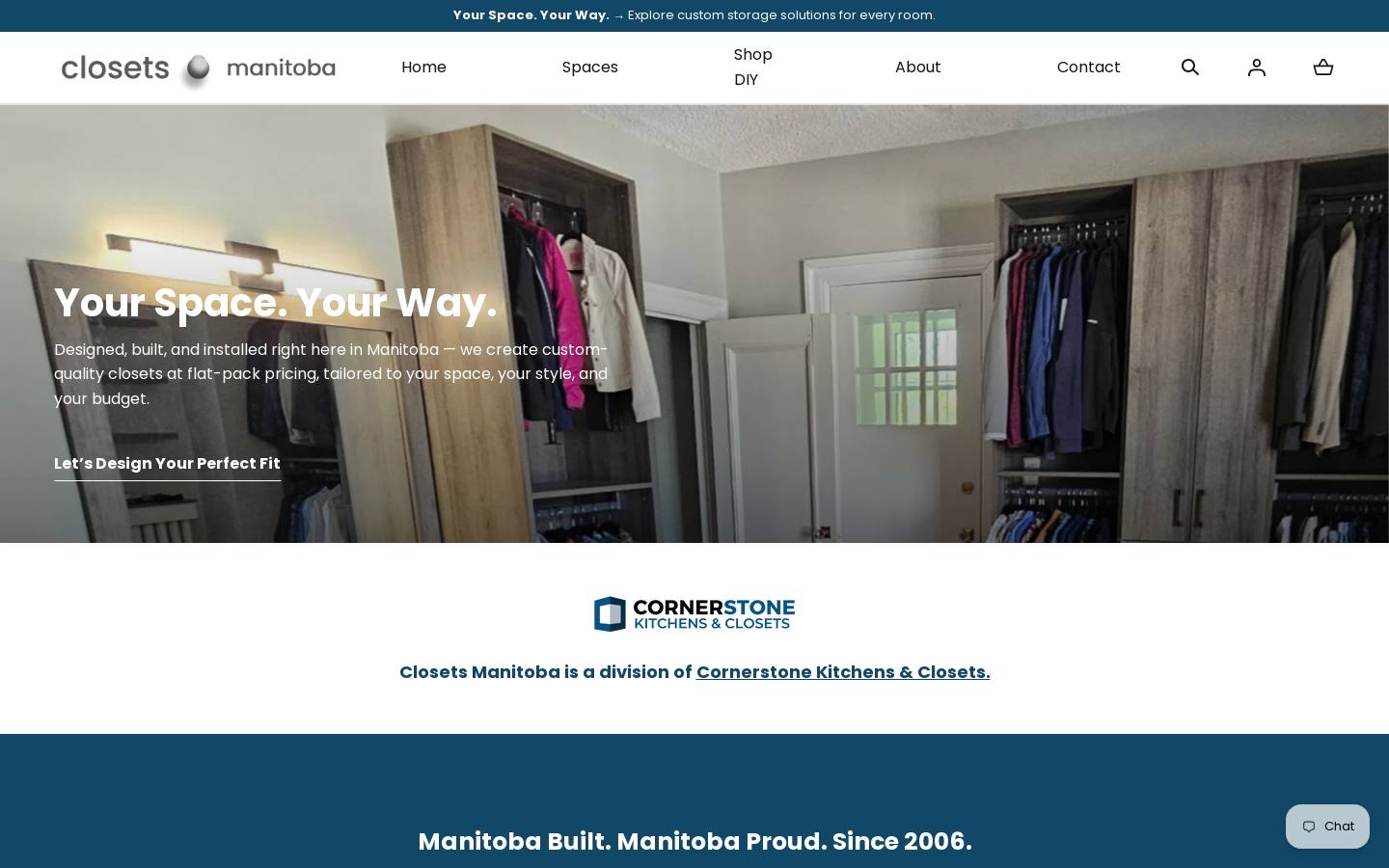 closetsmanitoba.com homepage screenshot