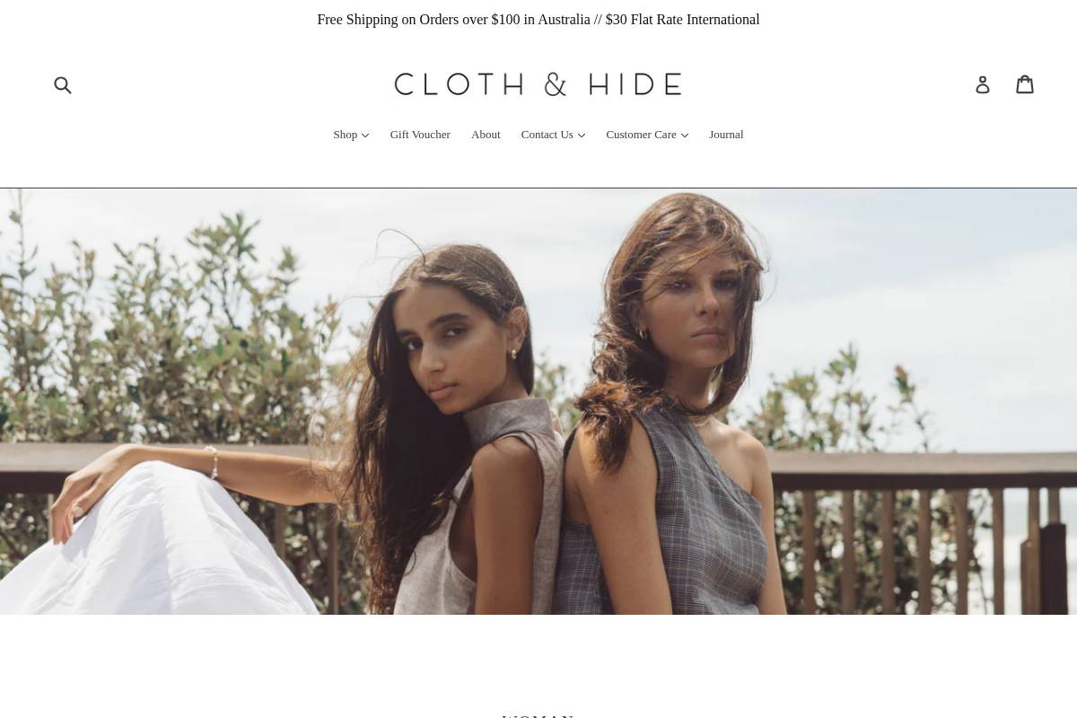 clothandhide.com.au homepage screenshot