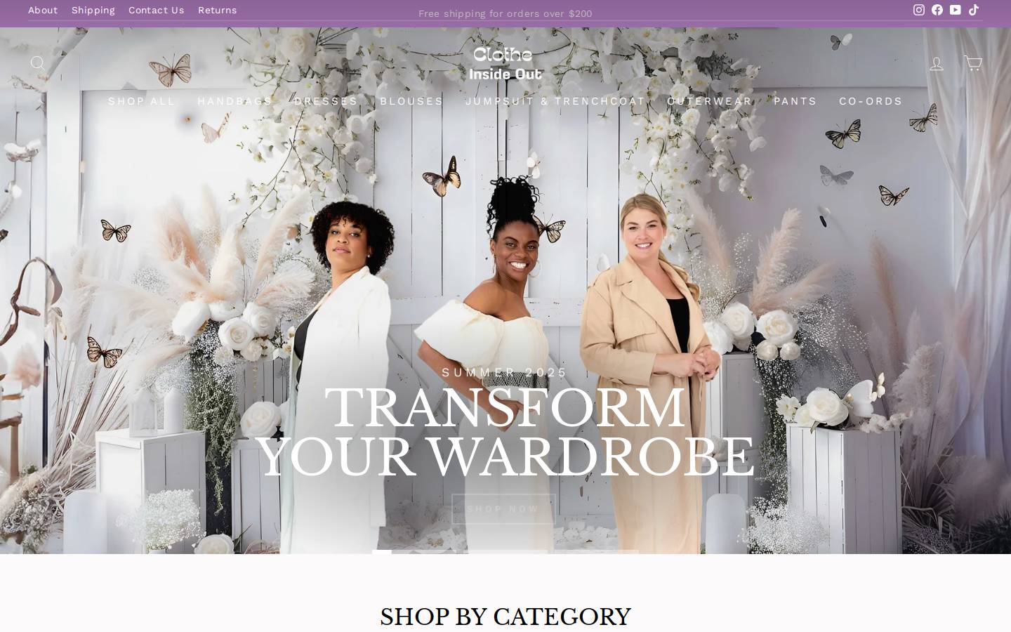 Clotheinsideout homepage screenshot