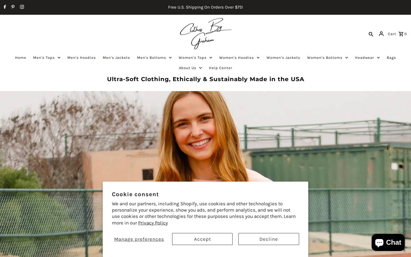 clothesbygraham.com homepage screenshot
