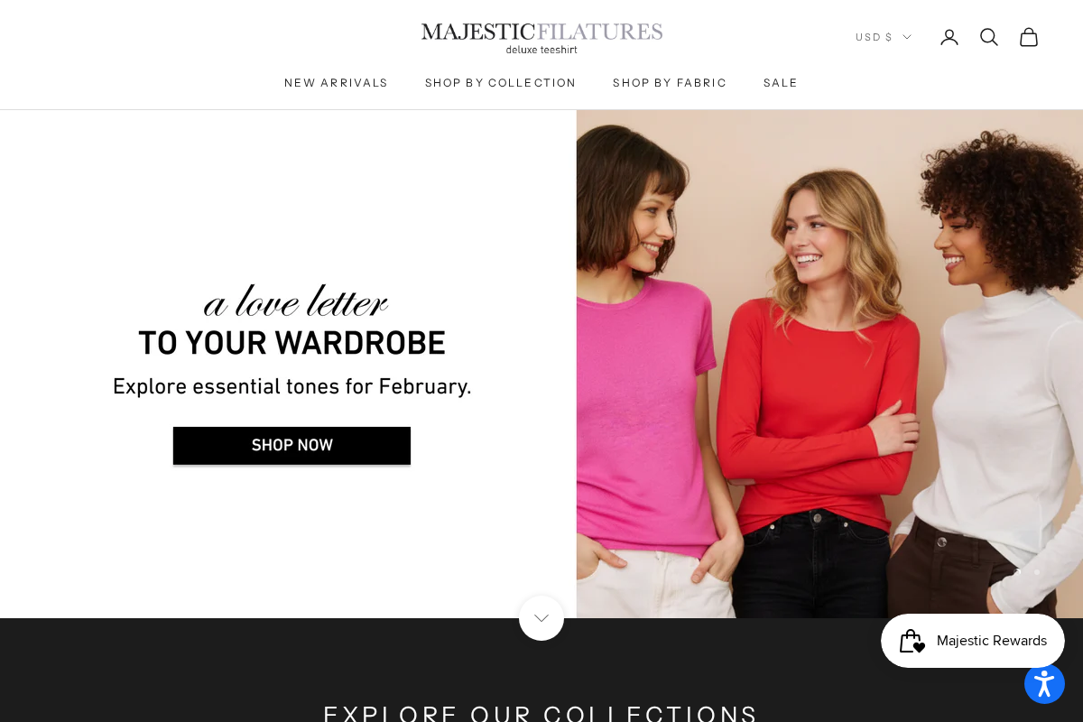 Clothes By Majestic homepage screenshot