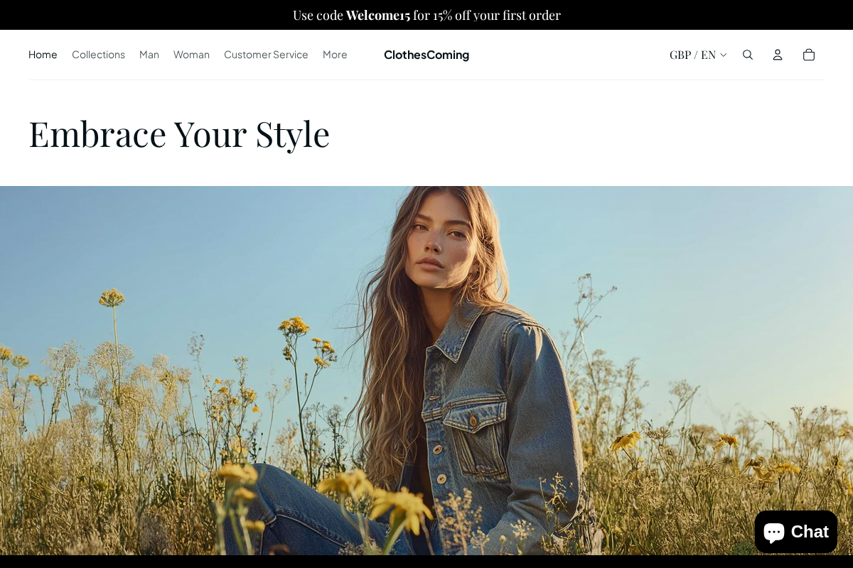 clothescoming.com homepage screenshot