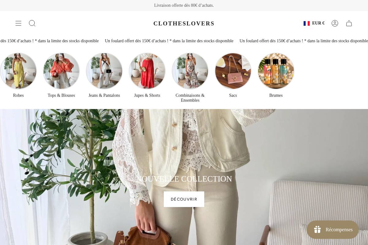 Clotheslovers homepage screenshot