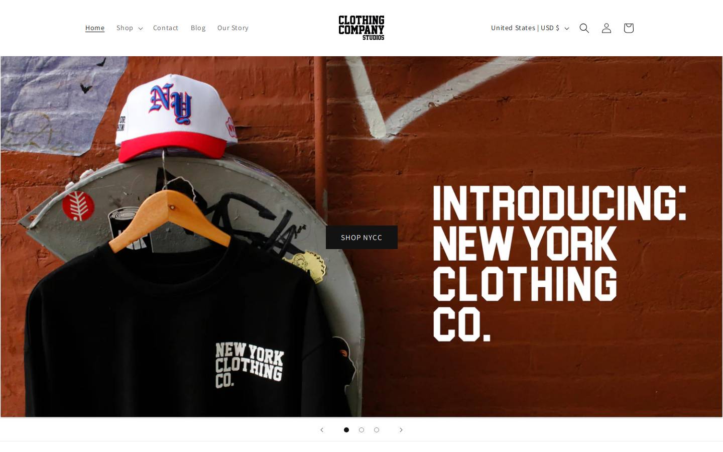 clothingcompanystudios.com homepage screenshot