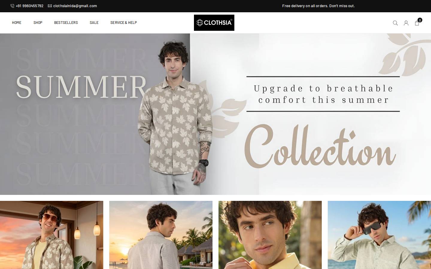 clothsia.com homepage screenshot