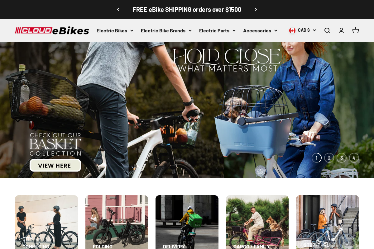 Cloud eBikes homepage screenshot