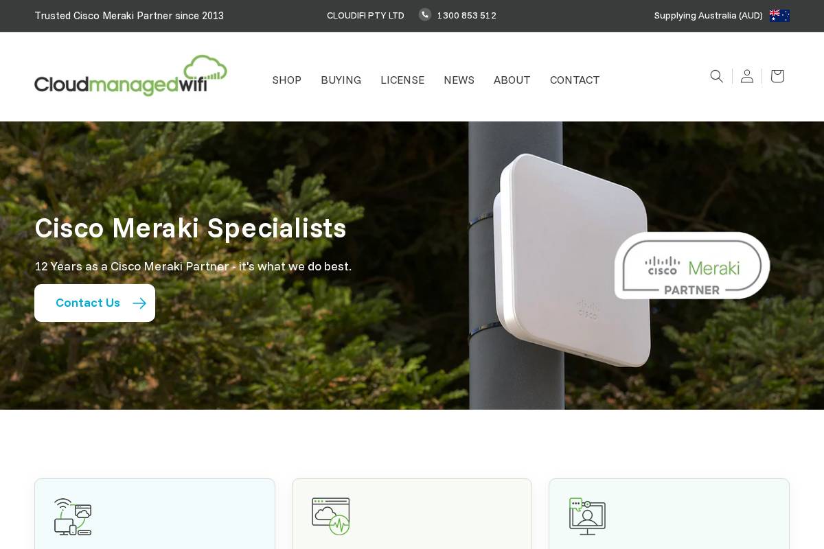 cloudmanagedwifi.com.au homepage screenshot