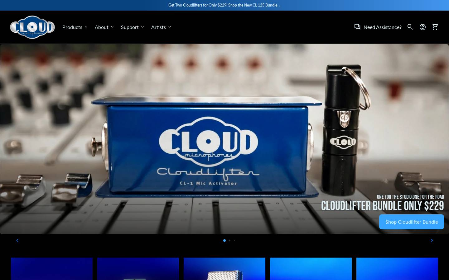 cloudmicrophones.com homepage screenshot