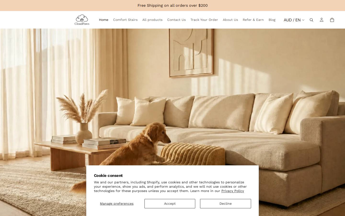 Cloudpaws homepage screenshot