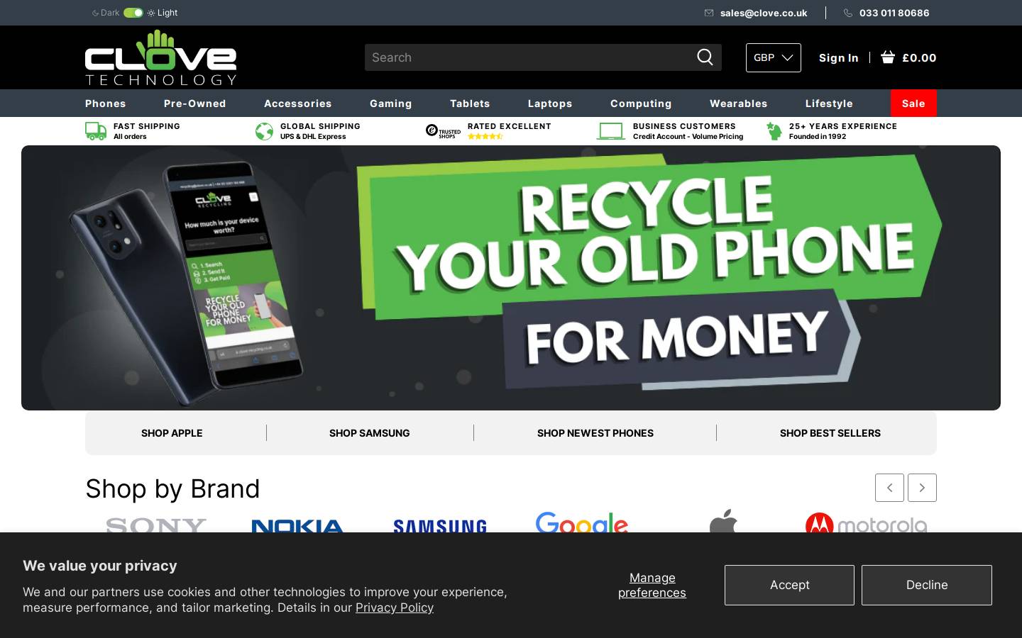 Clove Technology homepage screenshot