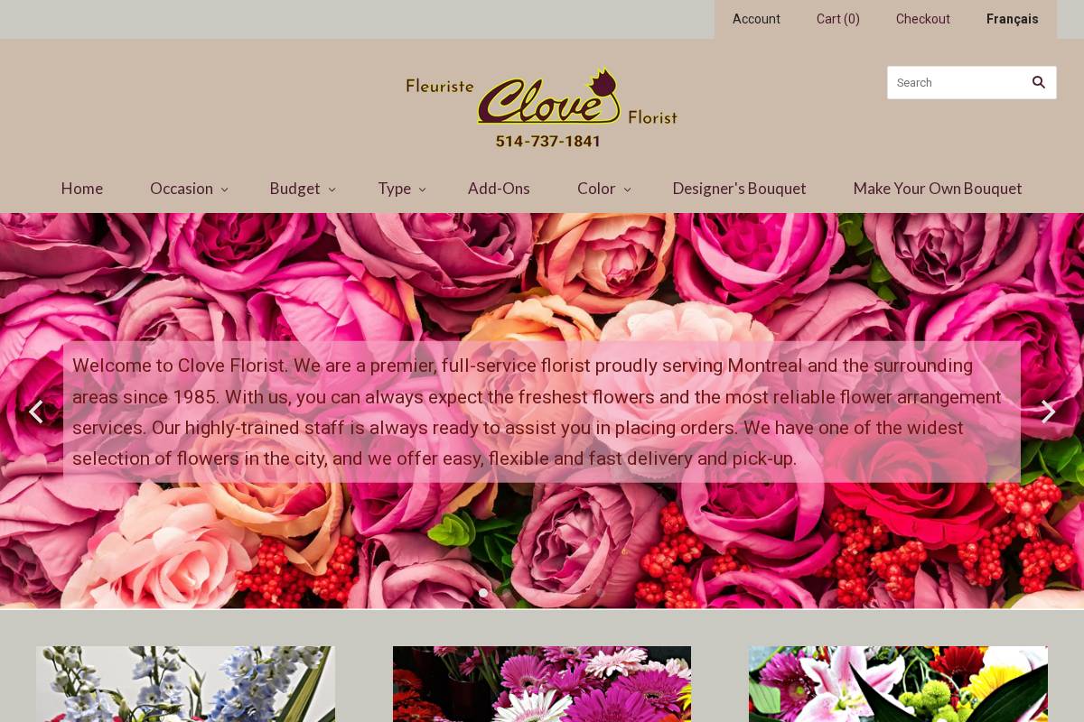 cloveflorist.com homepage screenshot