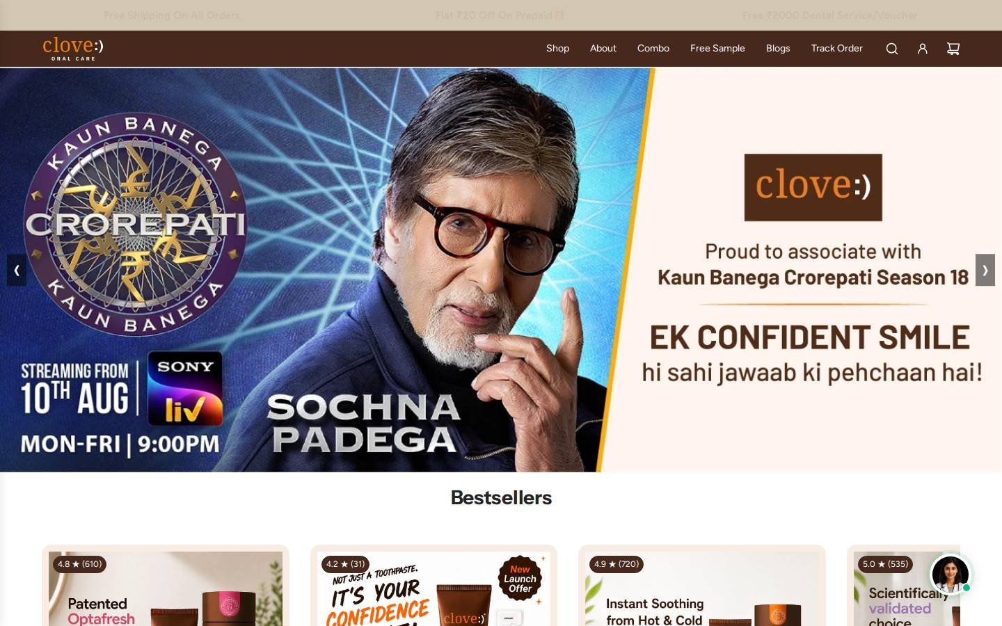Clove Oral Care - Perfected by Dentists homepage screenshot
