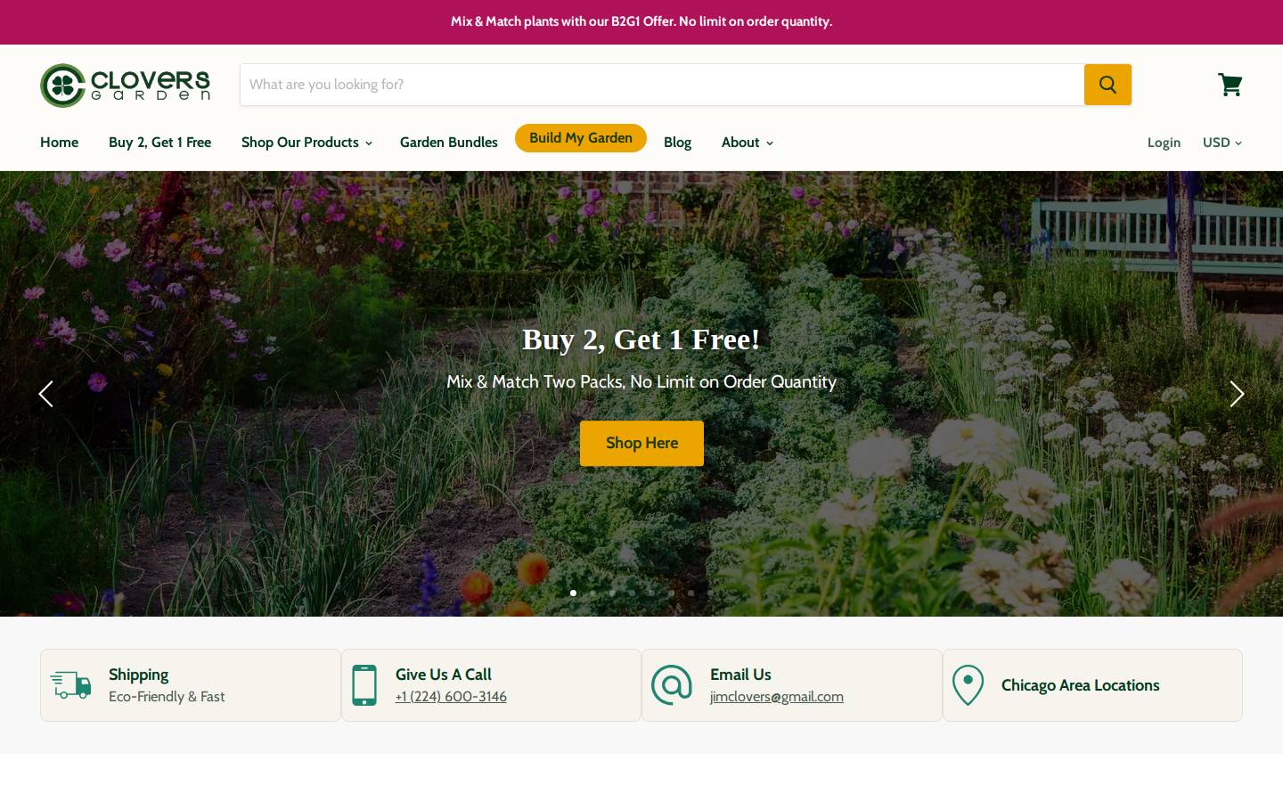 cloversgarden.com homepage screenshot