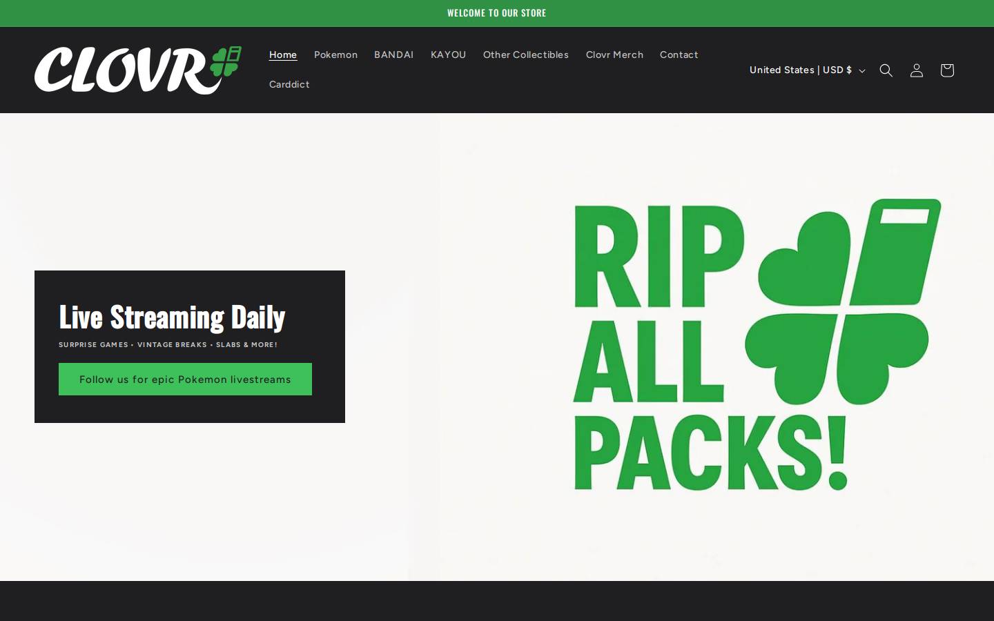 clovrcards.com homepage screenshot