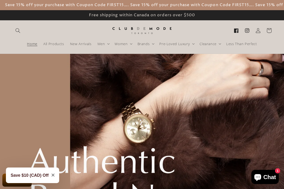 Club de Mode homepage screenshot