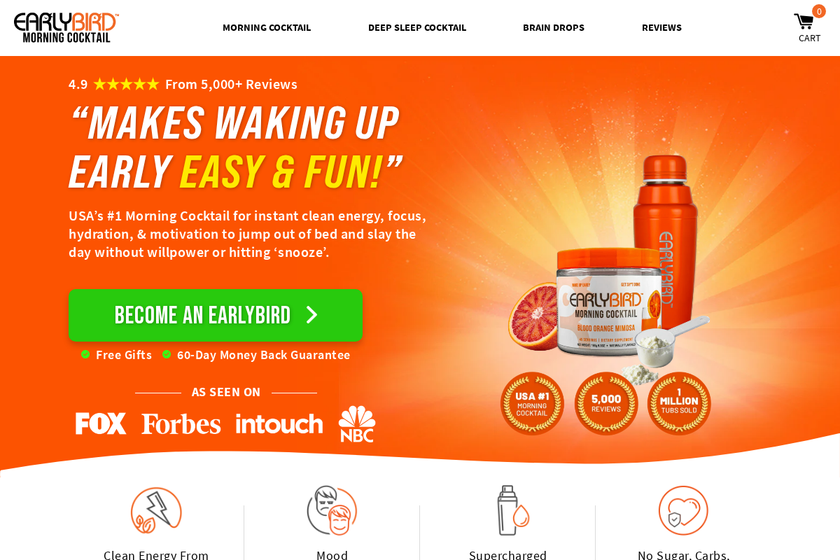 Clubearlybird homepage screenshot