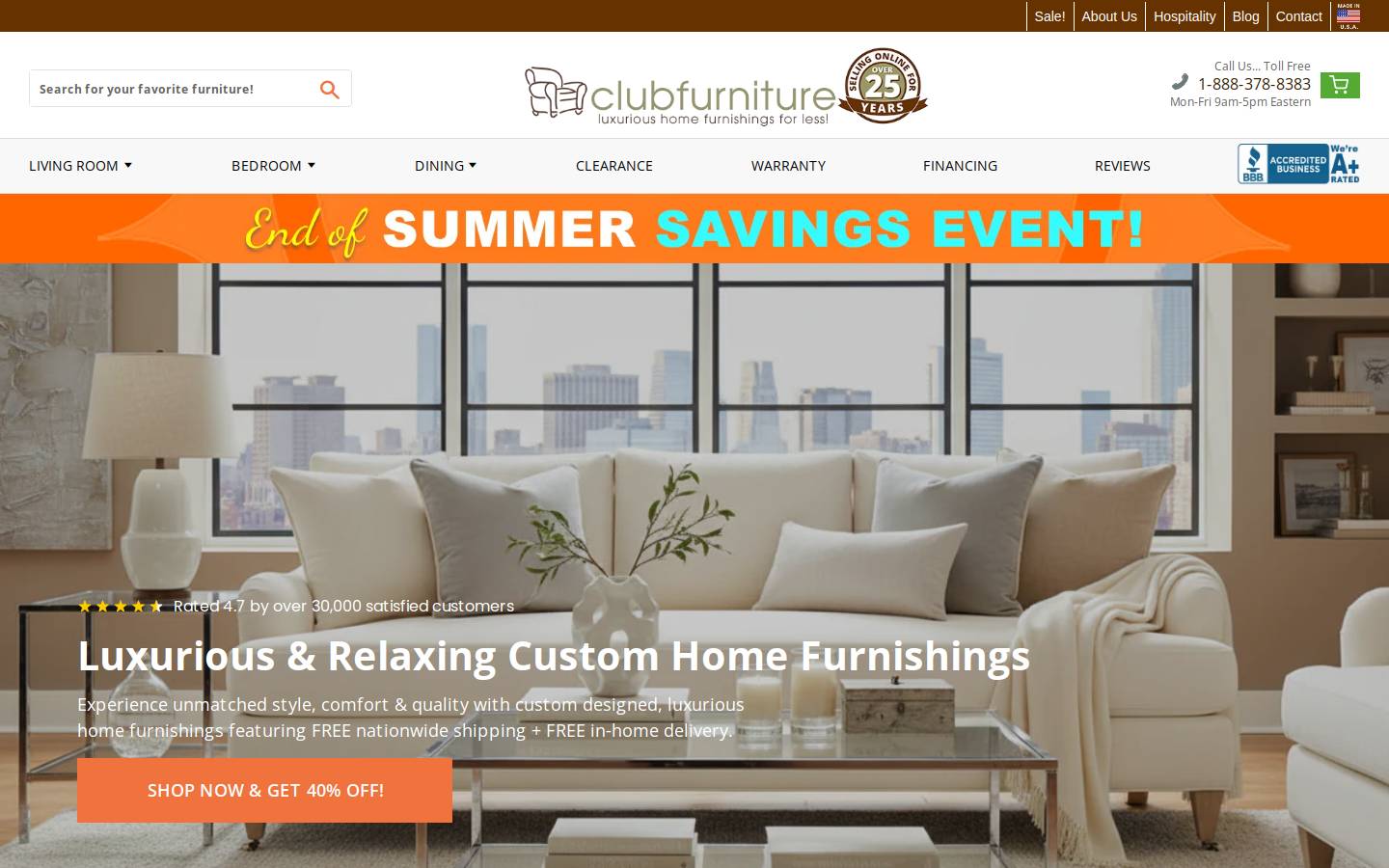 Clubfurniture homepage screenshot