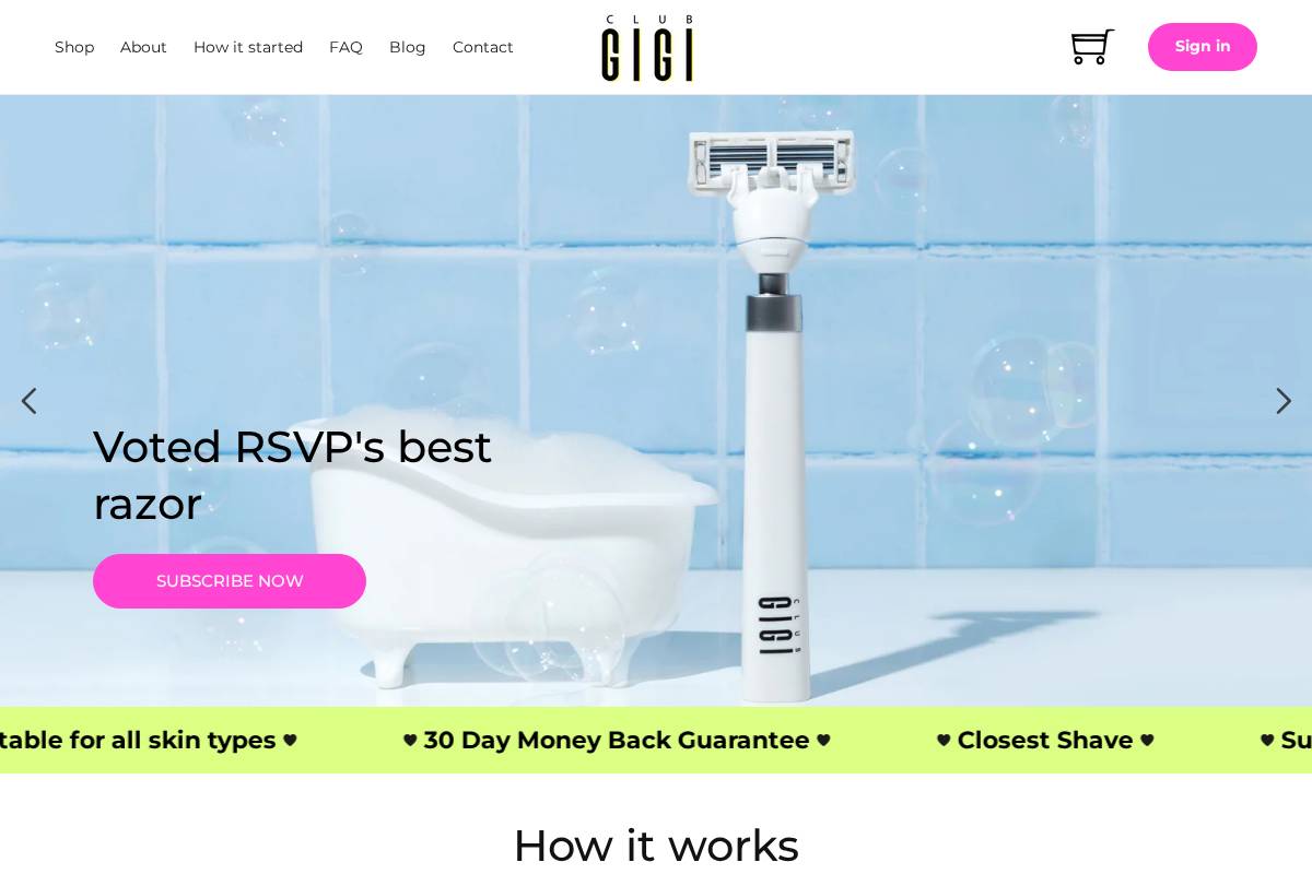 Club Gigi homepage screenshot