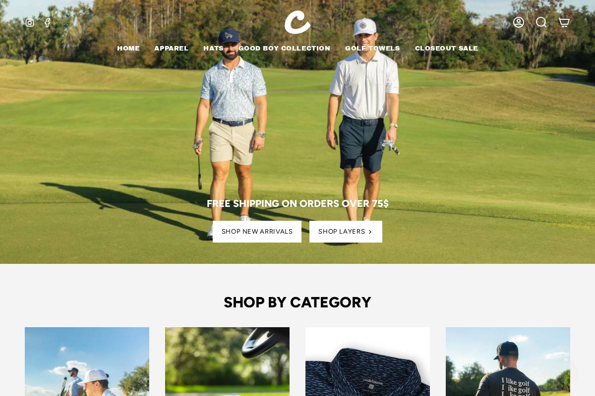 clubhousegolfcompany.com homepage screenshot