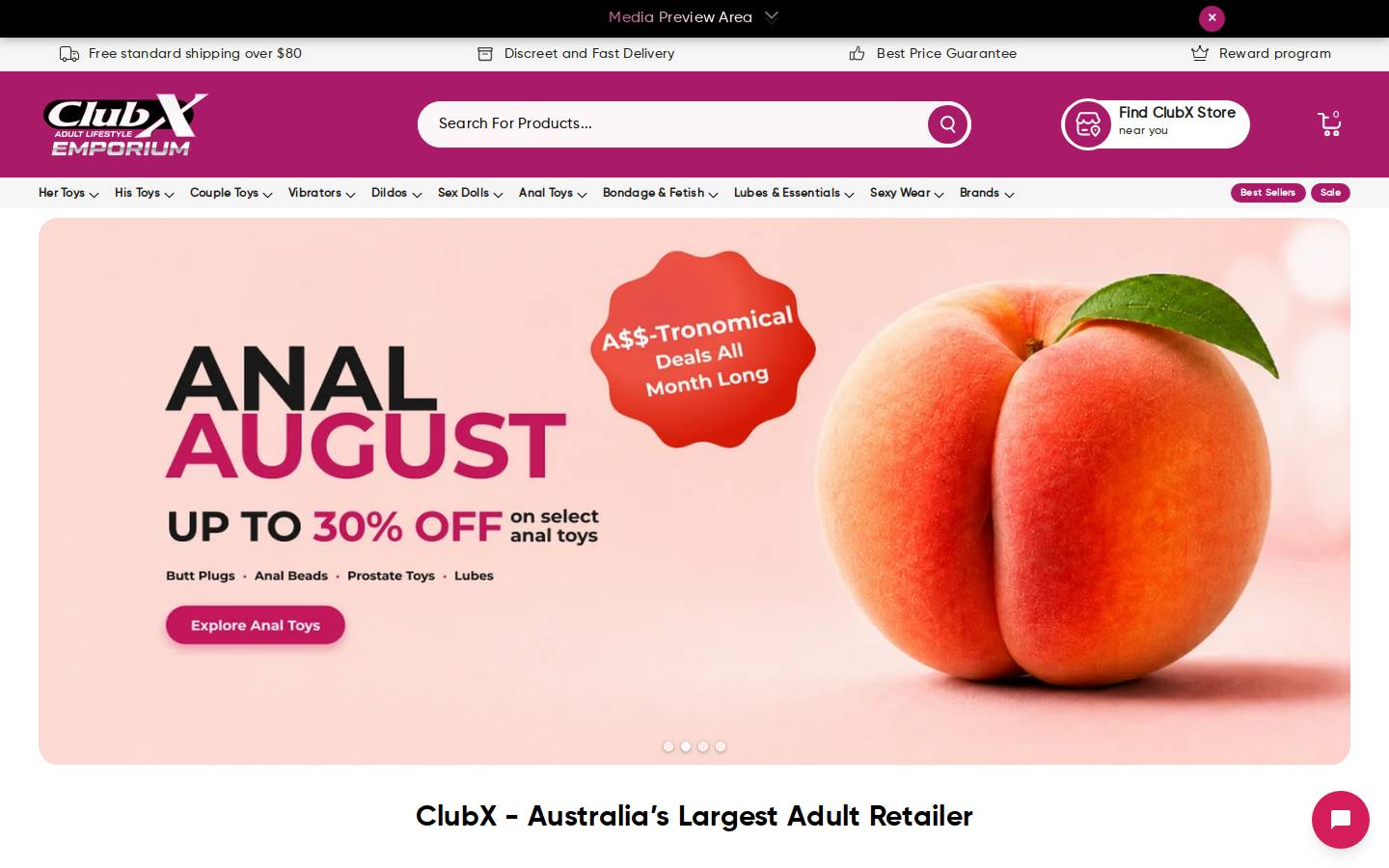 Club X homepage screenshot